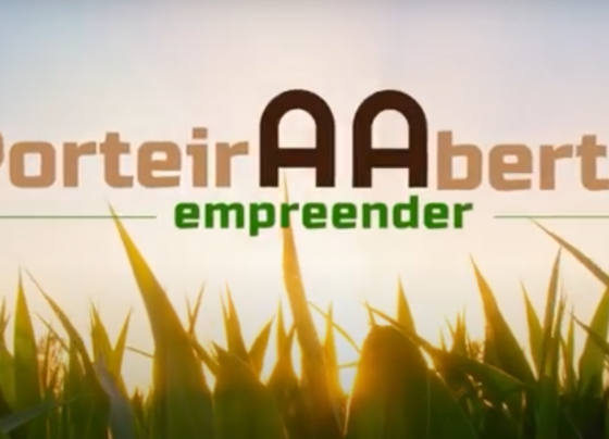 Imagem do pôr do sol com o título: Porteira Aberta Empreender