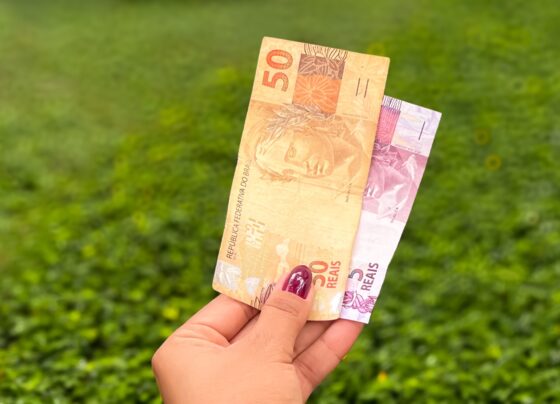 Mão feminina segurando dinheiro para renegociar dívidas