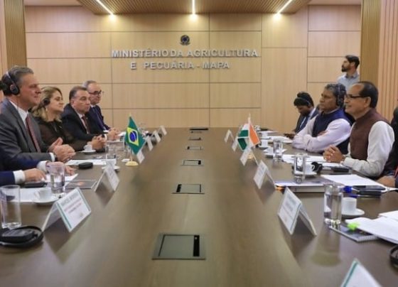 Ministro Fávaro durante reunião com representantes da Índia