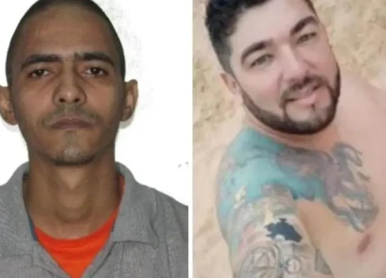 À esquerda o faccionado Ailson Souza Santos, e à Danilo Lima direita a vítima Danilo Lima Carvalho - (Foto: Reprodução/PM)