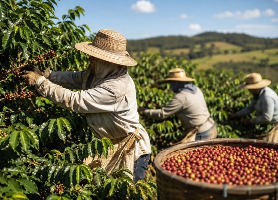 Trabalhadores rurais na colheita de café
