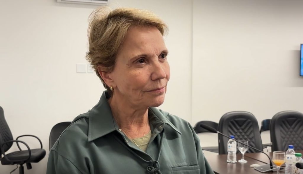 Senadora Teresa Cristina durante coletiva de imprensa da FPA no dia 16 de junho de 2026