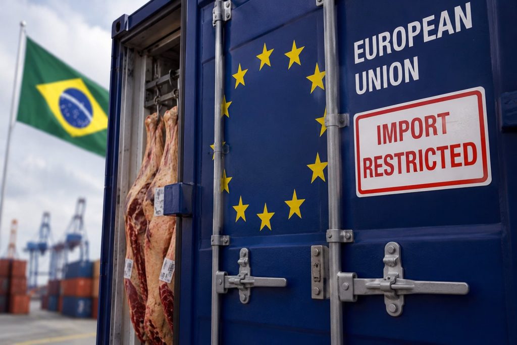 Veto da UE às carnes brasileiras pauta Fiap 2026. Exclusão do Brasil gera impacto e debate sobre regras sanitárias e comércio no Mercosul