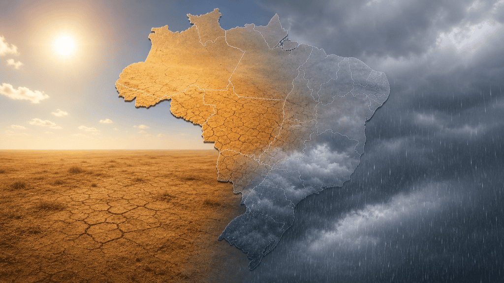 Frente fria derruba temperaturas no Sul e mantém alertas de baixa umidade no Centro-Oeste