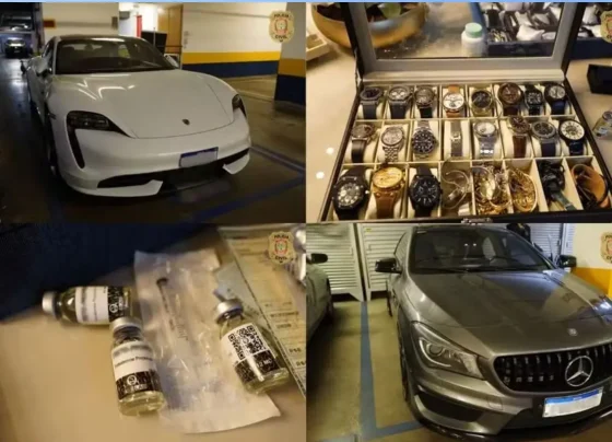Com o grupo, foram apreendidos carros de luxo, joias e anabolizantes falsos (Foto: PCDF)